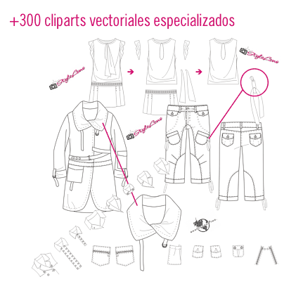 Cliparts dentro del libro Tecnicas de Diseño de Moda